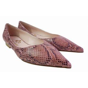 Ivan Troy Pink Snake Print Italian Leather Flats